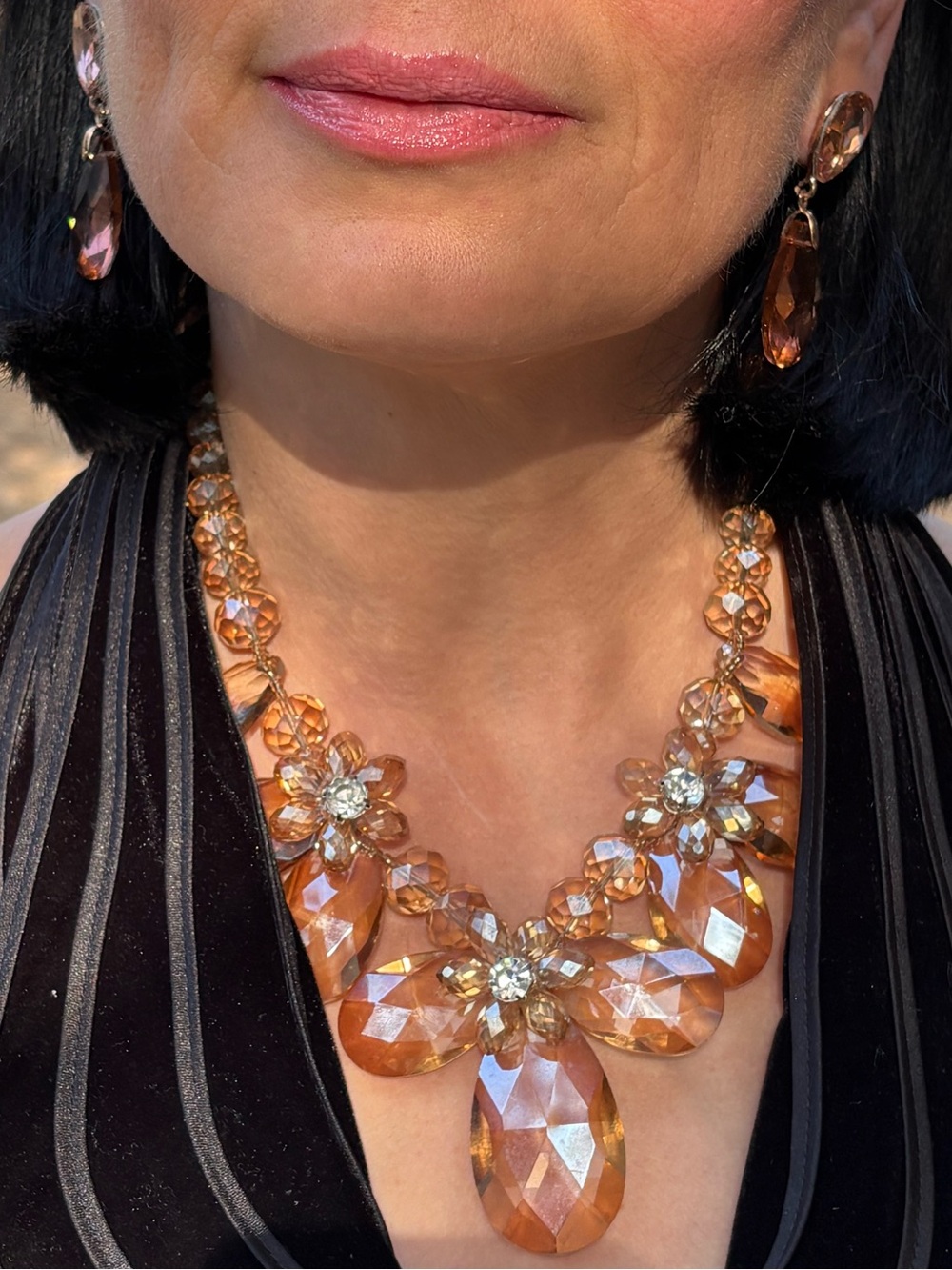 Statement Amber Crystal Bib Necklace - Women Jewelry